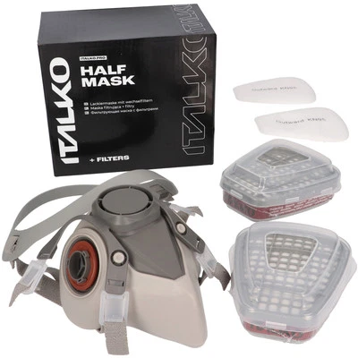 ITALKO Atemschutz 6200 Halbmaske Gasmaske Staubmaske Lackiermaske mit Wechselfiltern