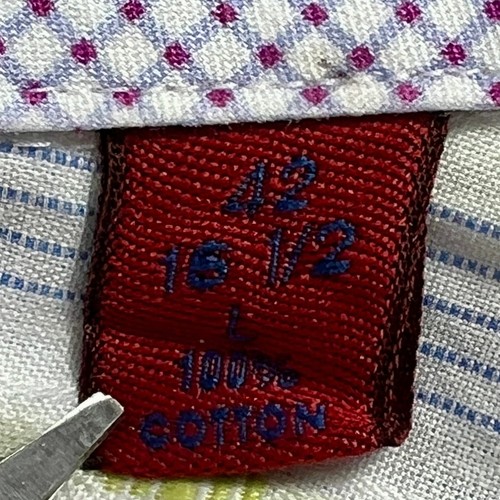 Robert Graham Men's Long Sleeve Blue White Striped Flip Cuff Shirt Size 16.5 - Picture 3 of 14