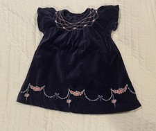 Janie And Jack 3-6 Month Vintage Luxury Velvet Blue Dress
