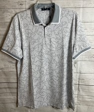 G Fore G4 Mens Medium Polo Shirt White Gray Stars G4MF23K061D NWT 120
