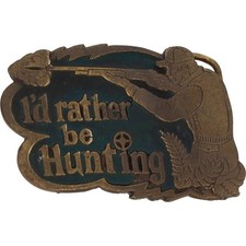Buck Deer Elk Hunter Hunting Rifle Shotgun Gun 1980s Vintage Belt Buckle