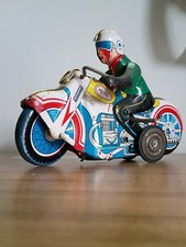 Vintage Tin Wind Up Motorcycle Racer Toy MS-702 Made In China 7.25" As Is