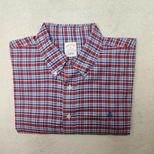 Brooks Brothers Shirt Mens XL Red Plaid Button-Up Oxford OCBD Collared Work
