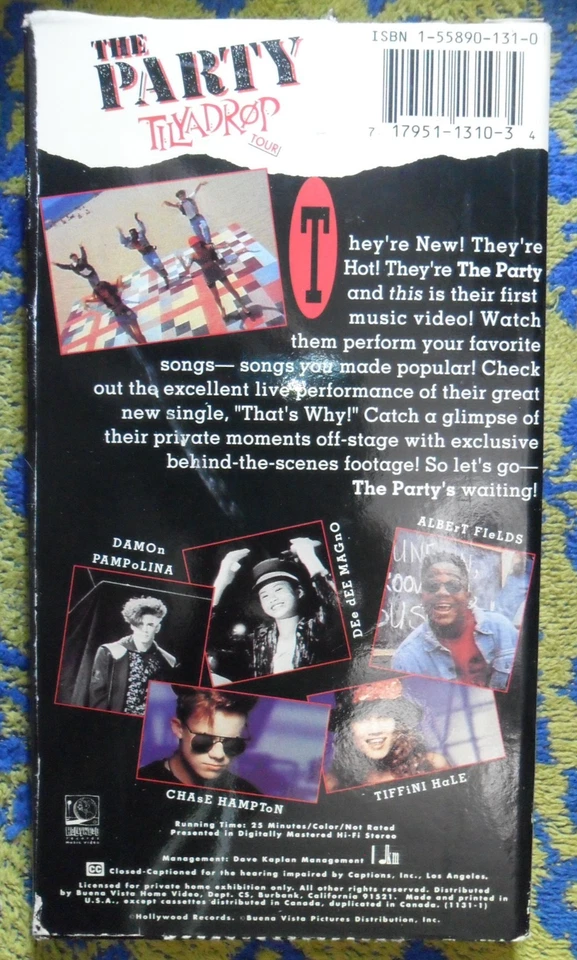 1990 VHS TAPE  THE PARTY TIL YA DROP TOUR ORIGINAL HOLLYWOOD MUSIC VIDEO TIFFINI Foto 3 de 4