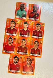 2022 Qatar Fifa World Cup Stickers - Spain, Portugal Lot Of 10, Orange Euro Set