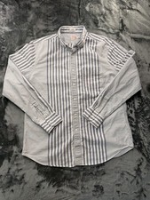 J.Crew Broken-In Oxford Shirt Mens L Slim Blue White Stripe Organic Cotton