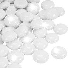 2LB White Flat Glass Marbles for Vases, Gemstone Beads Vase Filler Decorative Gl