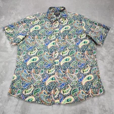 Cremieux Shirt Mens 2XL Multicolor Paisley Short Sleeve Button Front Casual