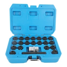 22pcs Wheel Lock Lug Nut Removal Key Socket Set Anti-Theft Screw Kit