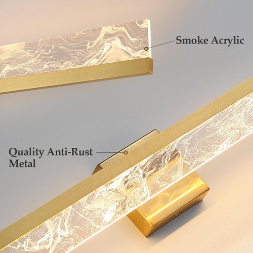Gold Bathroom Light Fixtures, 32 Inch Modern Vanity Lights for Bathroom 24W - Picture 2 of 8
