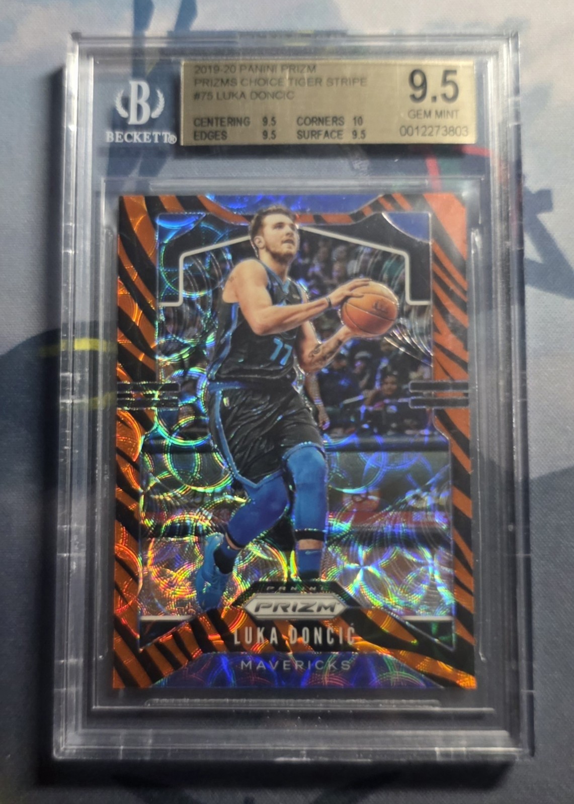 2019-20 Prizm Luka Doncic #75 Tiger Stripe Choice BGS 9.5 Gem Plus Mint SSP