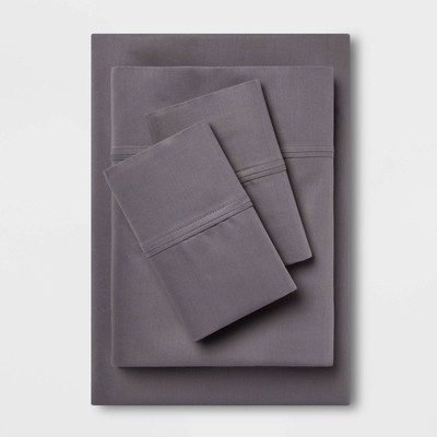 THRESHOLD SOLID PERFORMANCE 400 THREAD COUNT SHEET CALIFORNIA KING - DARK GRAY