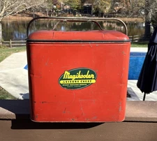 RARE Antique Magikooler Leisure Metal Ice Chest Galvanized 1950’s W/Tray & Plug
