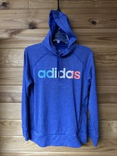 Adidas Women's Climawarm Blue Hoodie Long Sleeve Logo On Front Size L