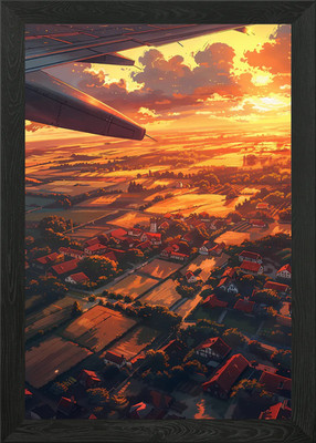 Lofi Sonnenuntergang Flug gerahmtes Wandbild Poster Leinwanddruck Bild