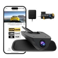 4K Dual Dash Cam Front  Rear with WiFi, GPS, Night Vision, 128GB Card Included