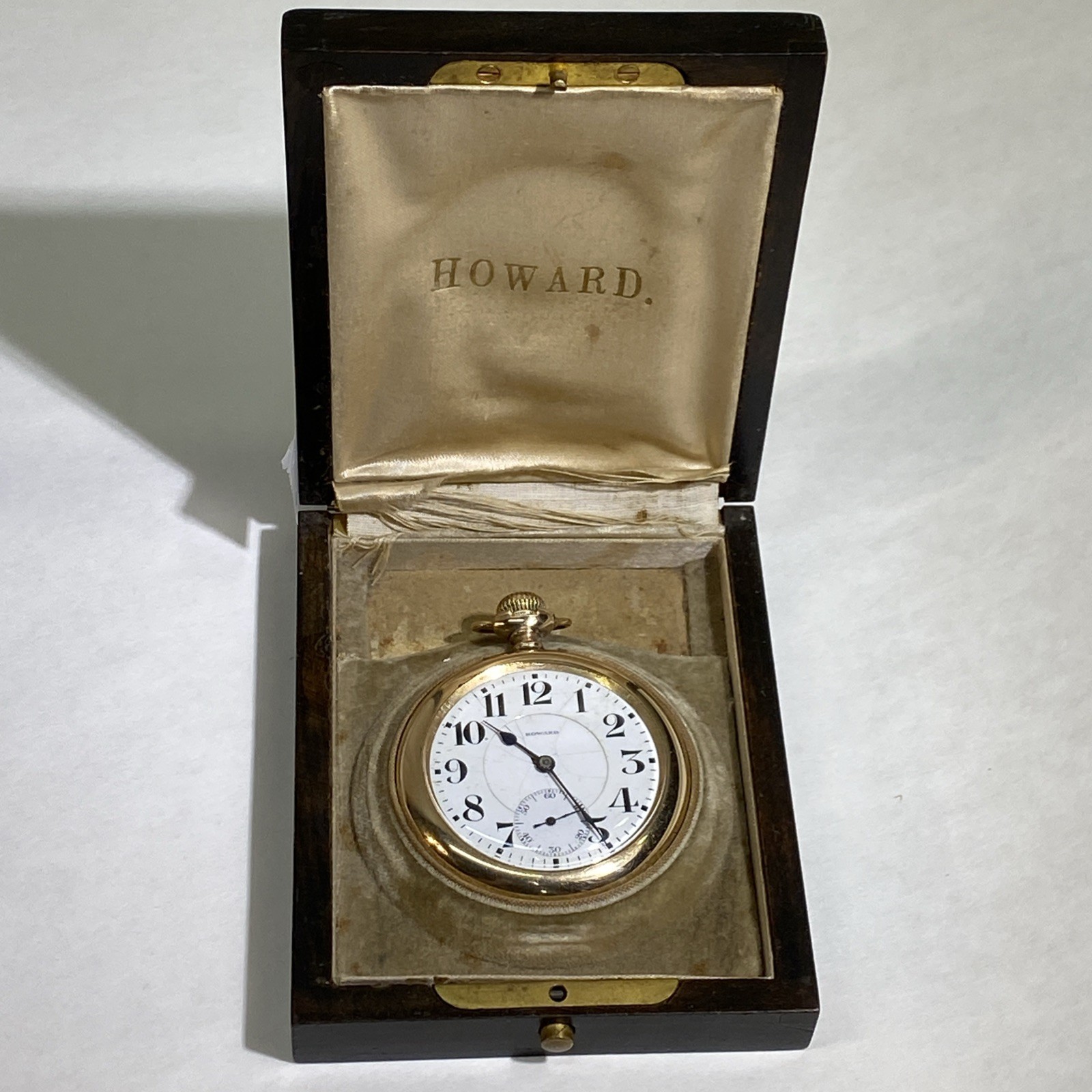 E.HOWARD 23j SERIES 0 14k GOLD FILLED SWING-OUT OPEN FACE 16s RR POCKET WATCH