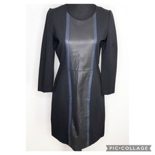 J Crew black blue front leather panel sheath dress size 10