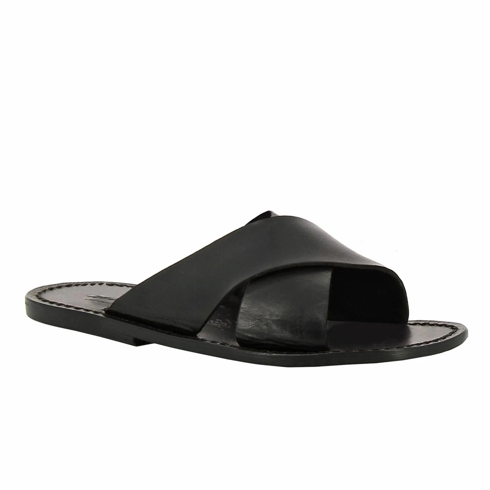 Italian shoes handmade men's flip flops slide slippers in black genuine leather
Opens in a new windo