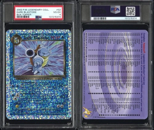 Dark Blastoise Jumbo Box Topper S2/S4 Reverse Holo Legendary Collection PSA 4