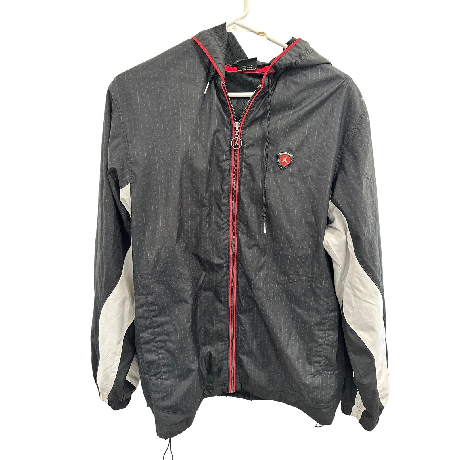 Nike Jordan Windbreaker Jacket Black Polka Dot L Lightweight Full Zip