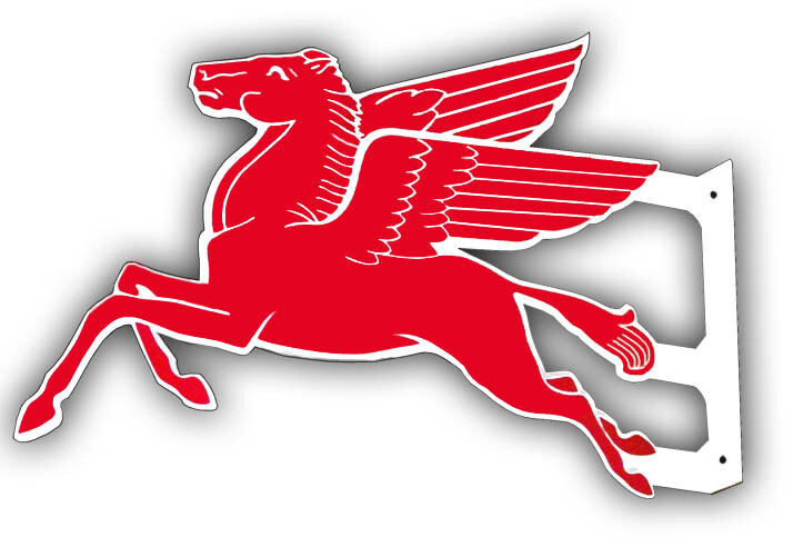 MOBIL RED FLYING PEGASUS 25.5" HEAVY DUTY USA METAL DOUBLE SIDED GAS ...