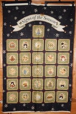Maywood Studio Signs of the Season Christmas cotton quilt fabric panel green blk