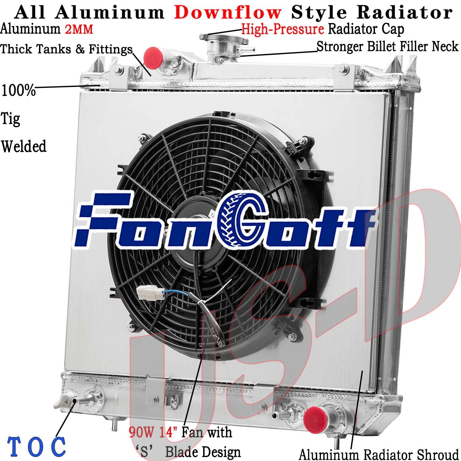 3 Row Radiator Shroud Fan Fit 87-91 1988 Dodge Dakota 2.2L 2.5L 3.9L AT CC981