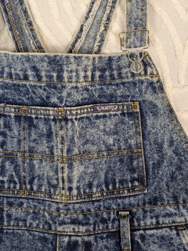 Vtg 80s Palmettos Bib Overalls Size M Blue Acid Wash Pleated Taper Cottagecore - Picture 6 of 16