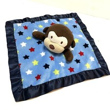 Garanimals Monkey Star Lovey Plush Security Blanket With Satin Trim Blue