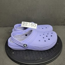 Crocs Classic Lined Clogs Youth Sz 3 Purple Gray Rubber Slip On Shoes