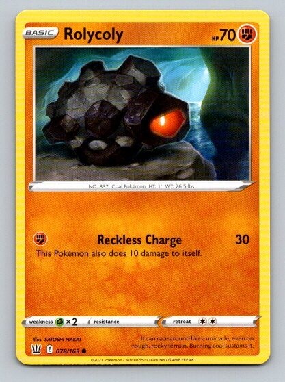 2021 Pokemon Card Battle Styles Rolycoly 78/163