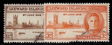 LEEWARD ISLANDS GVI SG115-116, 1946 VICTORY set, FINE USED.
