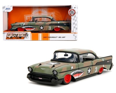 Jada 1:24 Big Time Muscle 1957 Chevrolet Bel Air Army Green Camo