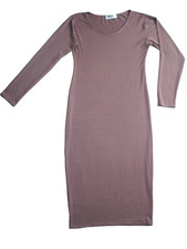 MOLLIE size S/M latte taupe brown jersey bodycon dress long sleeve