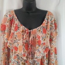 Intimately Free People Coral Ruffle Shirt Satin Lace Thong Womens Size M