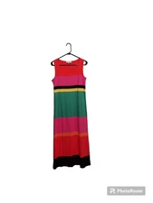 Y2K Jones New York Sport Maxi SunDress Medium Multicolor Stripe Beach Sleeveless