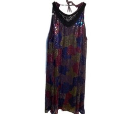 Single Dress Women’s Sz Small Sleeveless Shift Dress Geometric Sequins High Neck