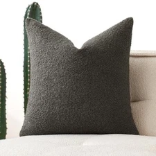  Pack of 1 Boucle Throw Pillow Cover 18x18 Inch Decorative 18" x 18" Dark Brown