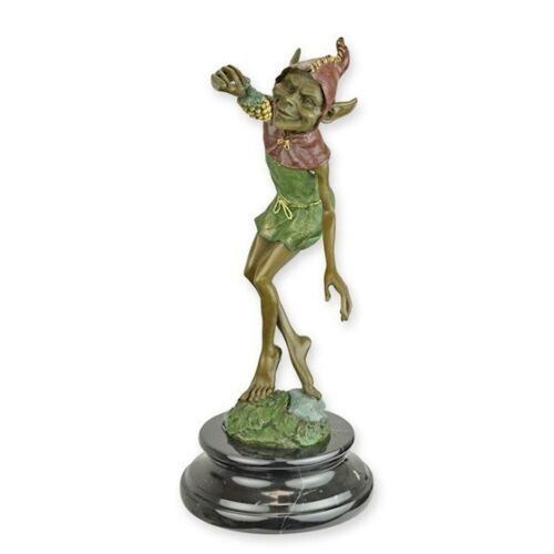 Bronze Figur Skulptur Statue Goblin mit Trauben Marmor Sockel Mythologie EJA0972 - Bild 1 von 1