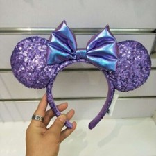 D-isney Parks D-isneyland Purple Potion Sequins Minnie Ears Headband Kids Gift