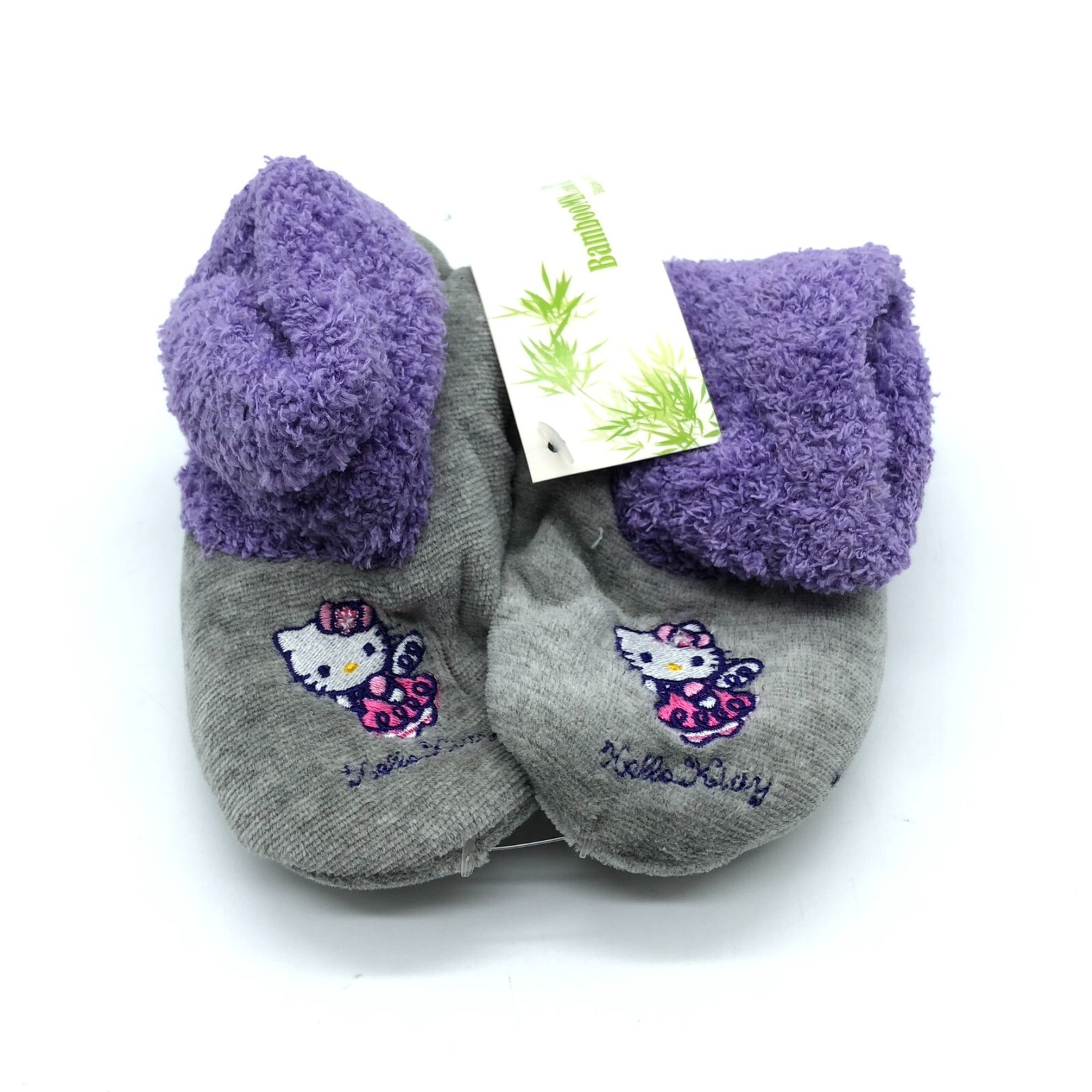 SAOLA Calze pantofole Hello Kitty BambooMN bambina suola morbida viola grigio USA taglia 5