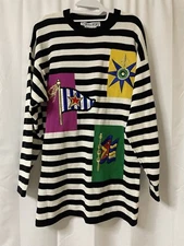 Carlisle Sport Womens Striped Sweater Nautical Embroidered M