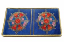 Tibetische Brokatdecke - Rad der Lehre Dharma Chakra - blau - Buddhismus - Nepal