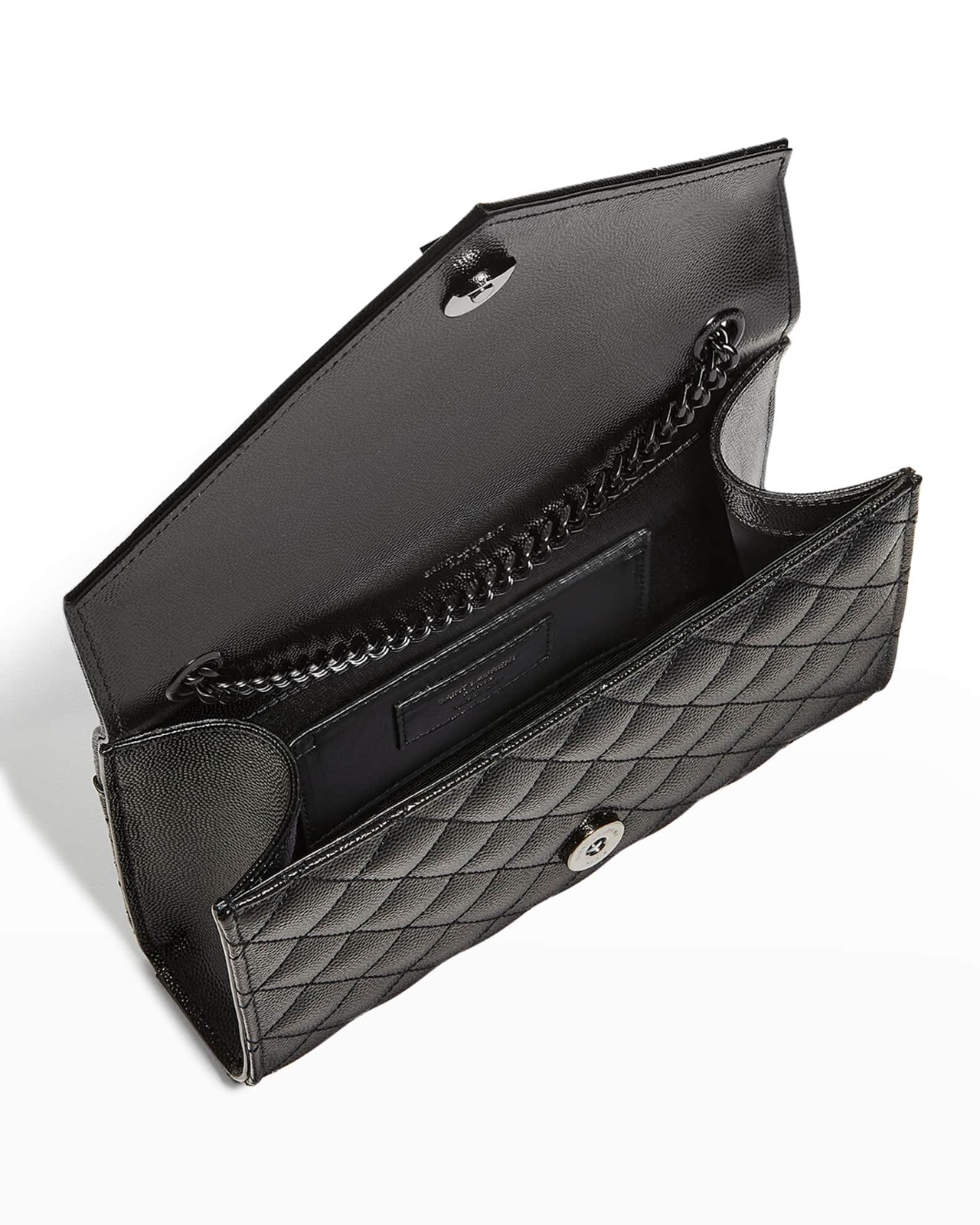 Borsa a tracolla Saint Laurent Small YSL Monogram trapuntata in pelle nera usata