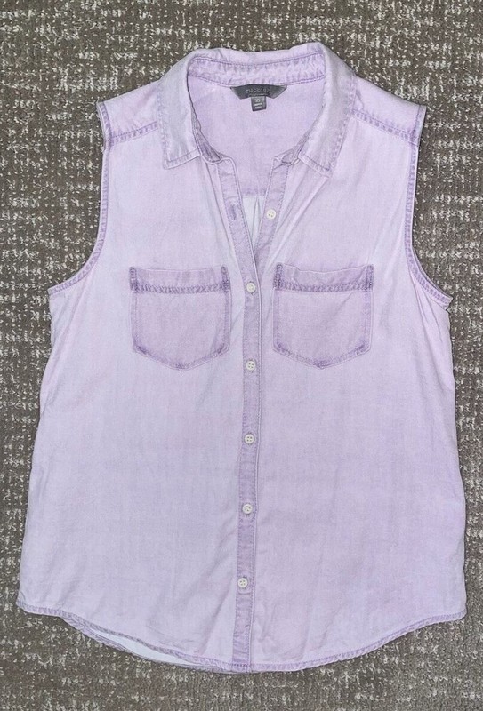 Rubbish Women's Pink Purple Sleeveless Collared Button Down Shirt Small
