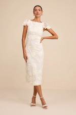 NWT lulus Kenna Ivory Lace Flutter Sleeve Midi Dres
