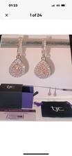 9K Rose Gold Natural Pink & White Diamond Teardrop Earrings & Authenticity Card