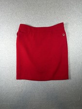 Talbots Petites Red Wool Blend A-Line Mini Skirt with Button Detail, Size 6P