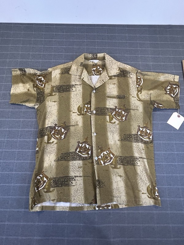 Vintage Tropicana Hawaii Shirt Mens Loop Collar Aloha 50s fLORAL Print Camp